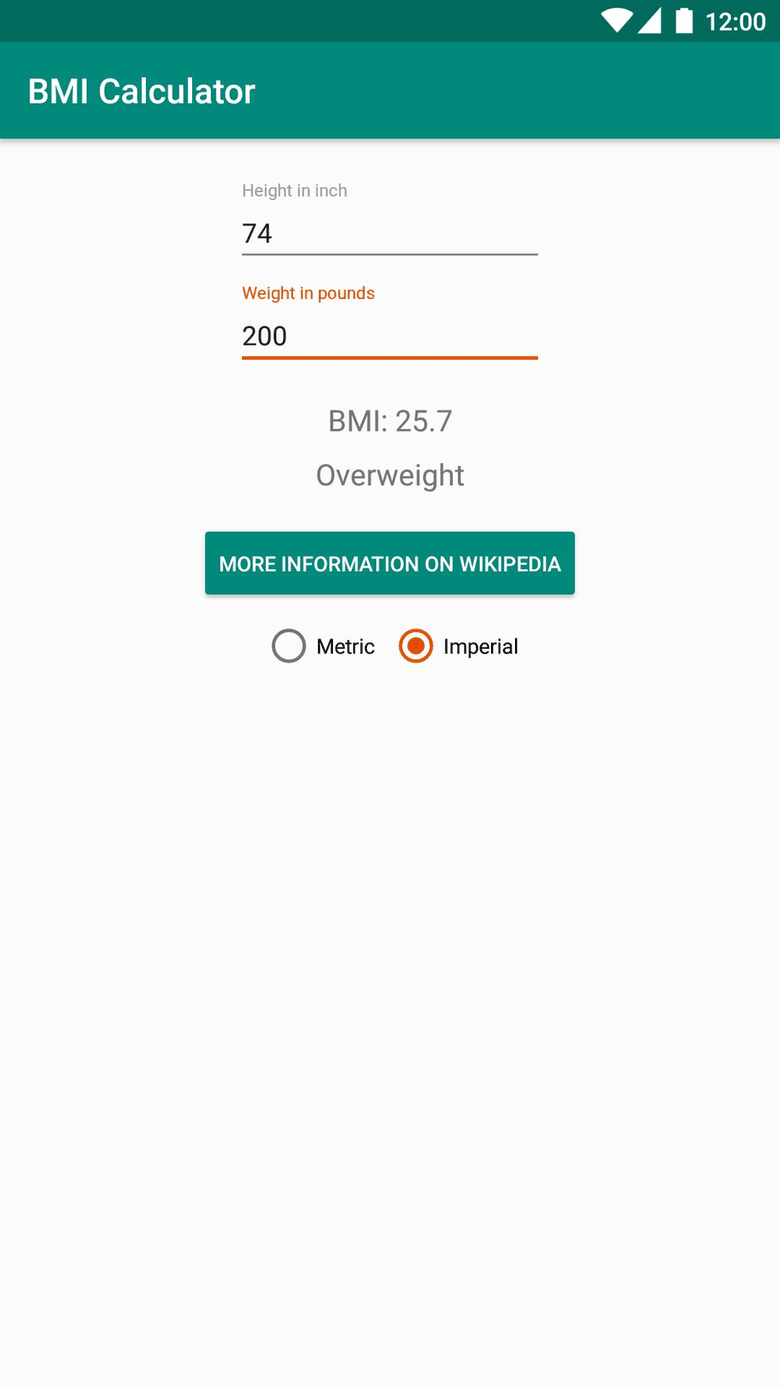 BMI Calculator screenshot