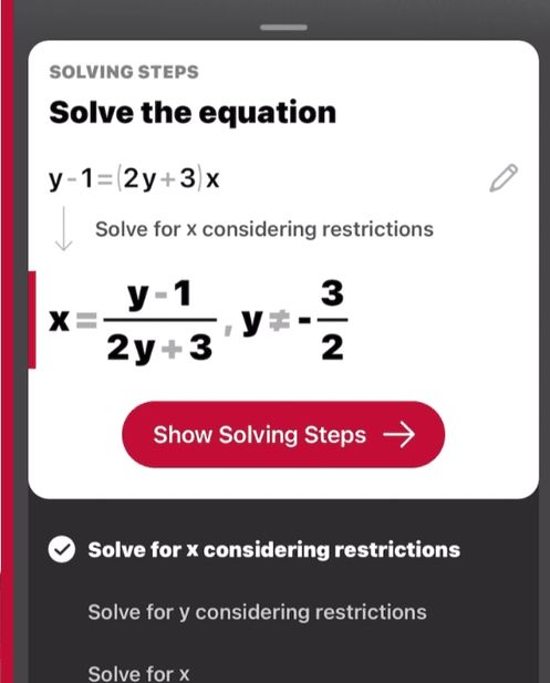 PhotoMath screenshot