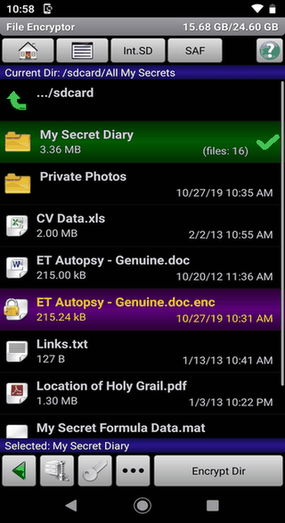 Secret Space Encryptor (SSE) screenshot