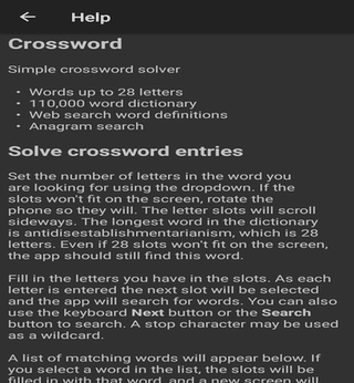 Crossword screenshot