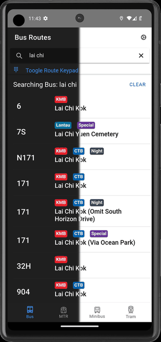 HK Transport screenshot