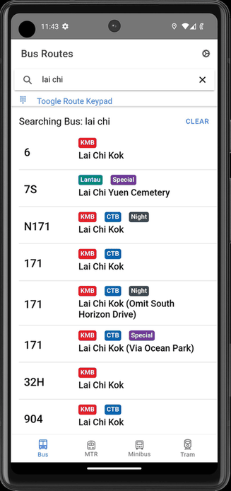 HK Transport screenshot