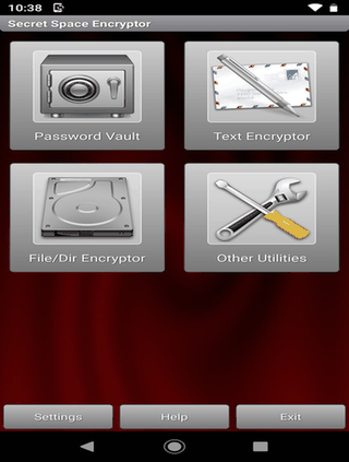 Secret Space Encryptor (SSE) screenshot