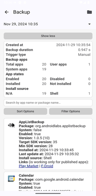 AppListBackup screenshot