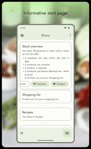 Grocy: Self-hosted Grocery Management screenshot
