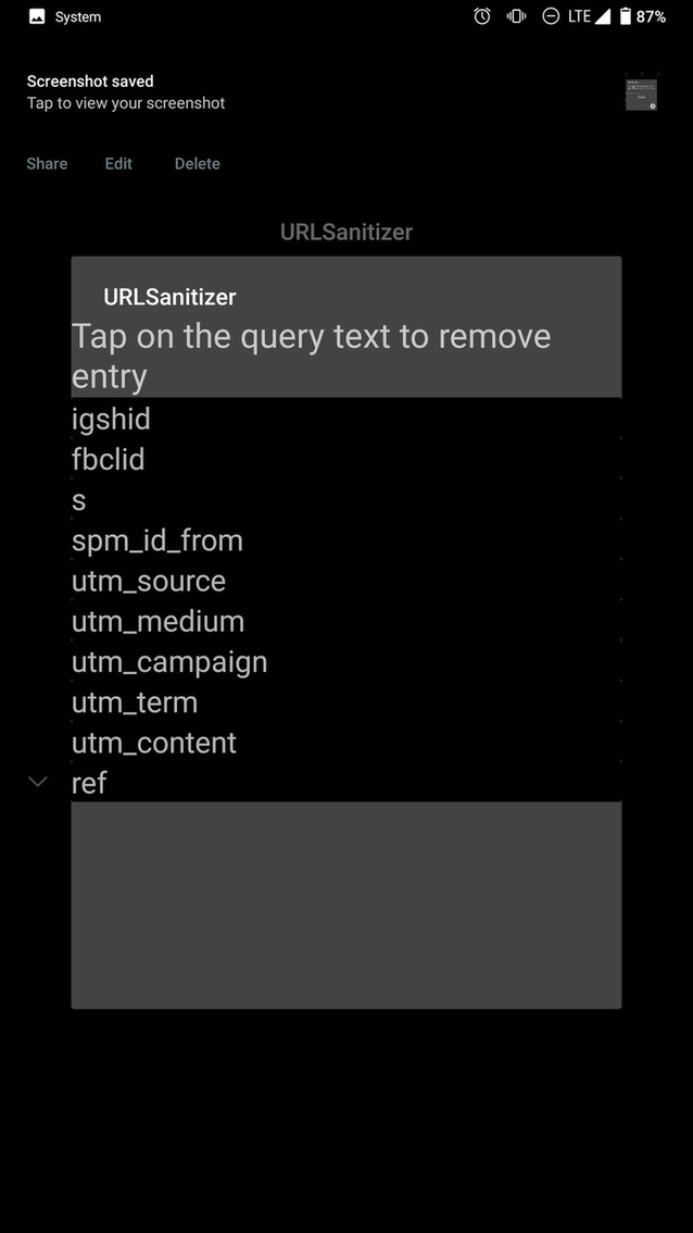 URLSanitizer screenshot