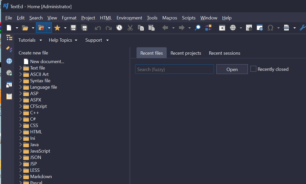 RJ TextEd screenshot