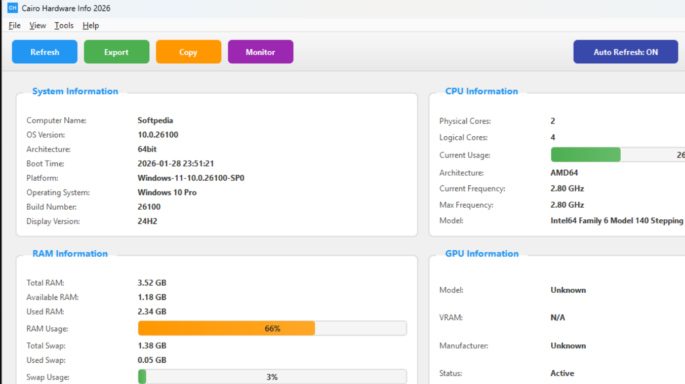 Cairo Hardware Info screenshot