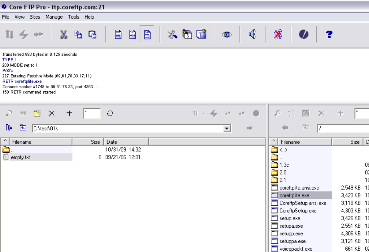 Core FTP mini-sftp-server screenshot