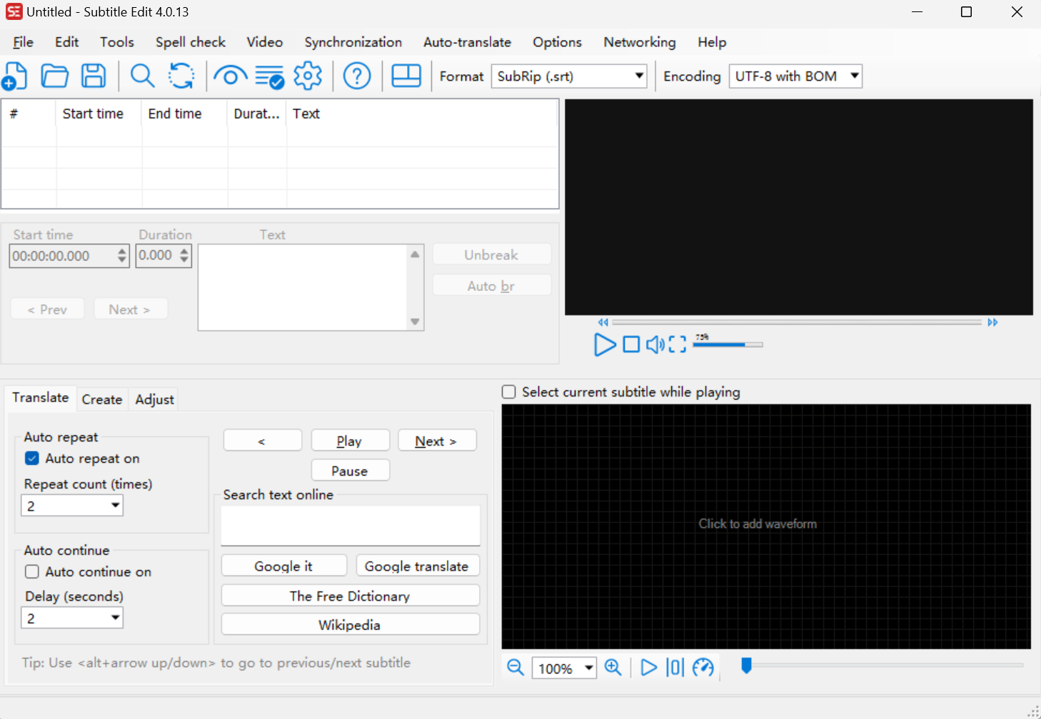 TimedText Editor screenshot