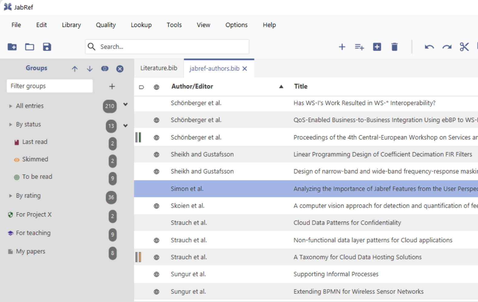 JabRef screenshot