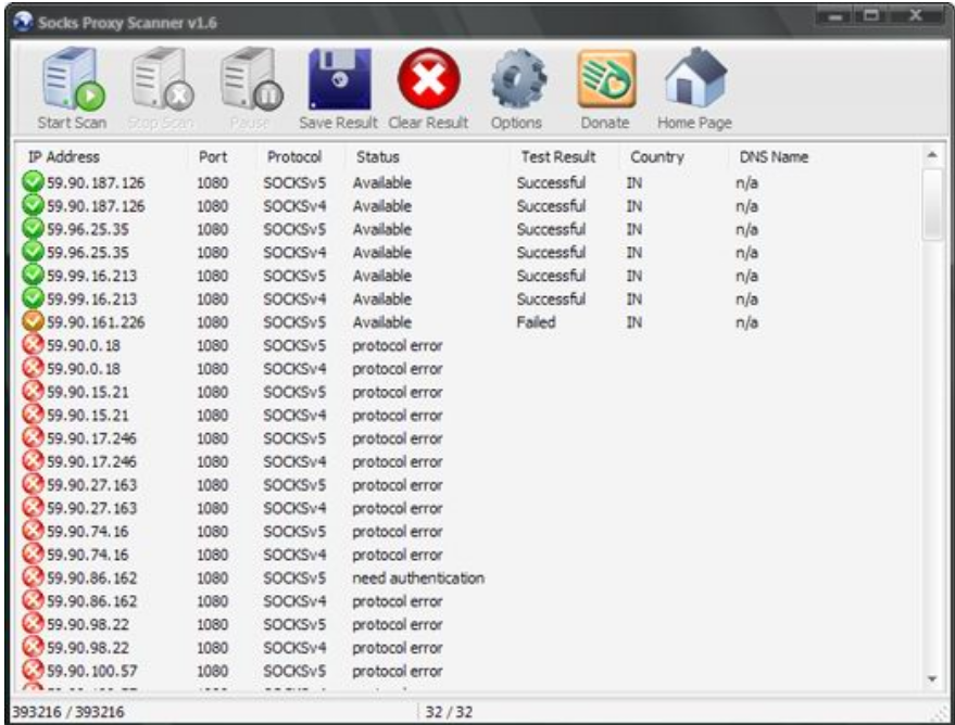 Socks Server Scanner screenshot