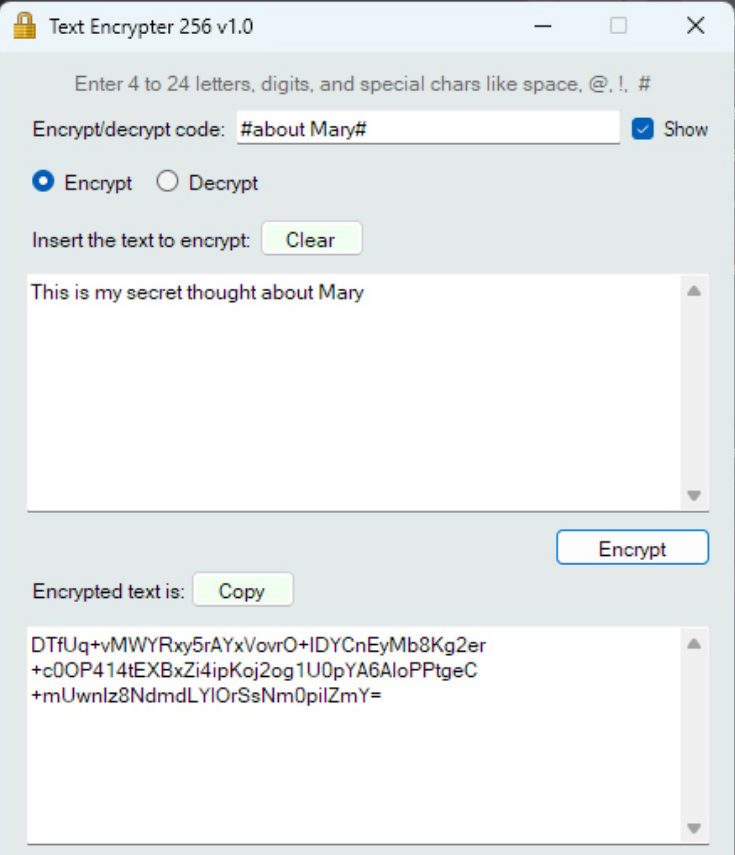 Text Encrypter 256 screenshot