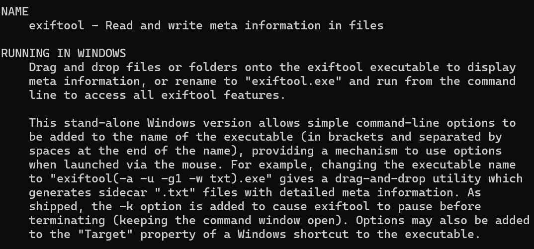 ExifTool screenshot