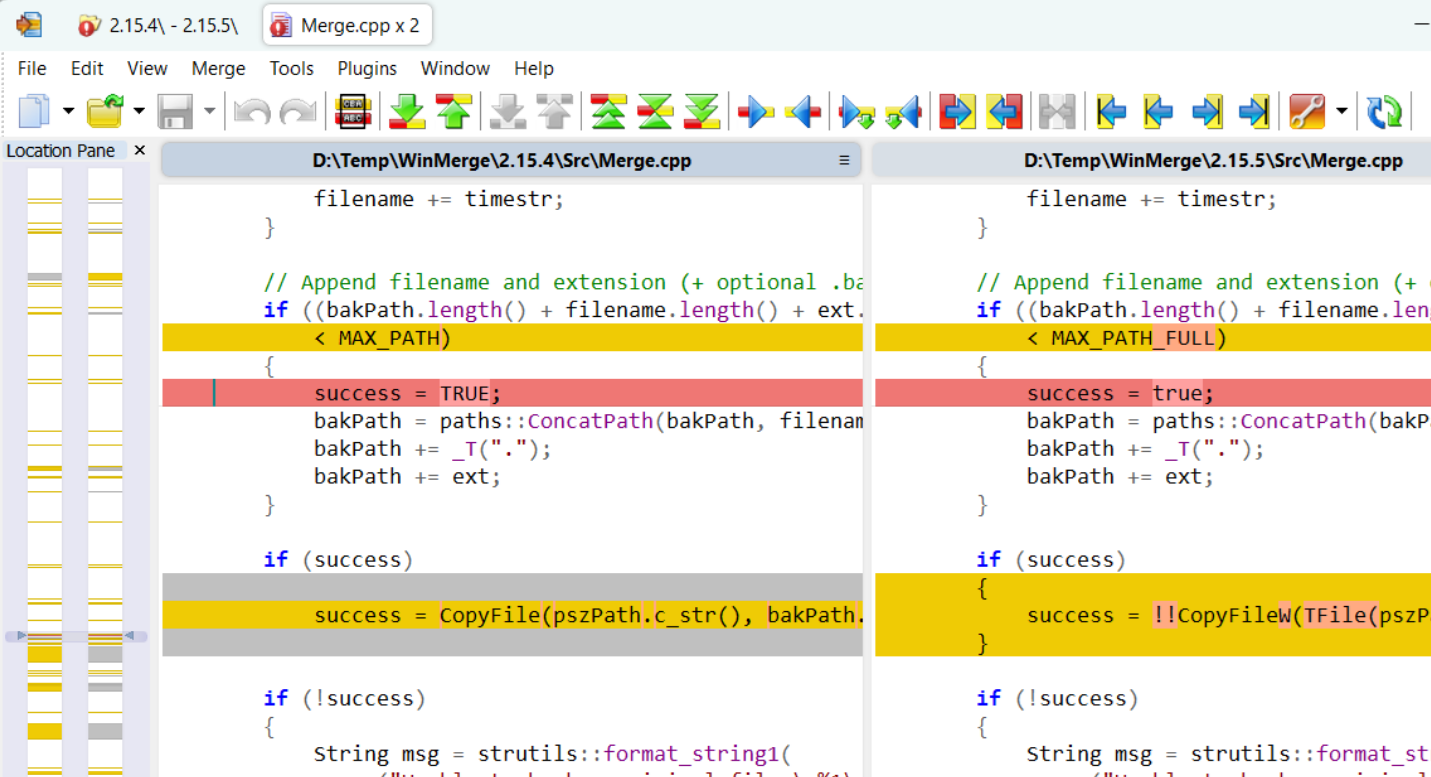 WinMerge screenshot