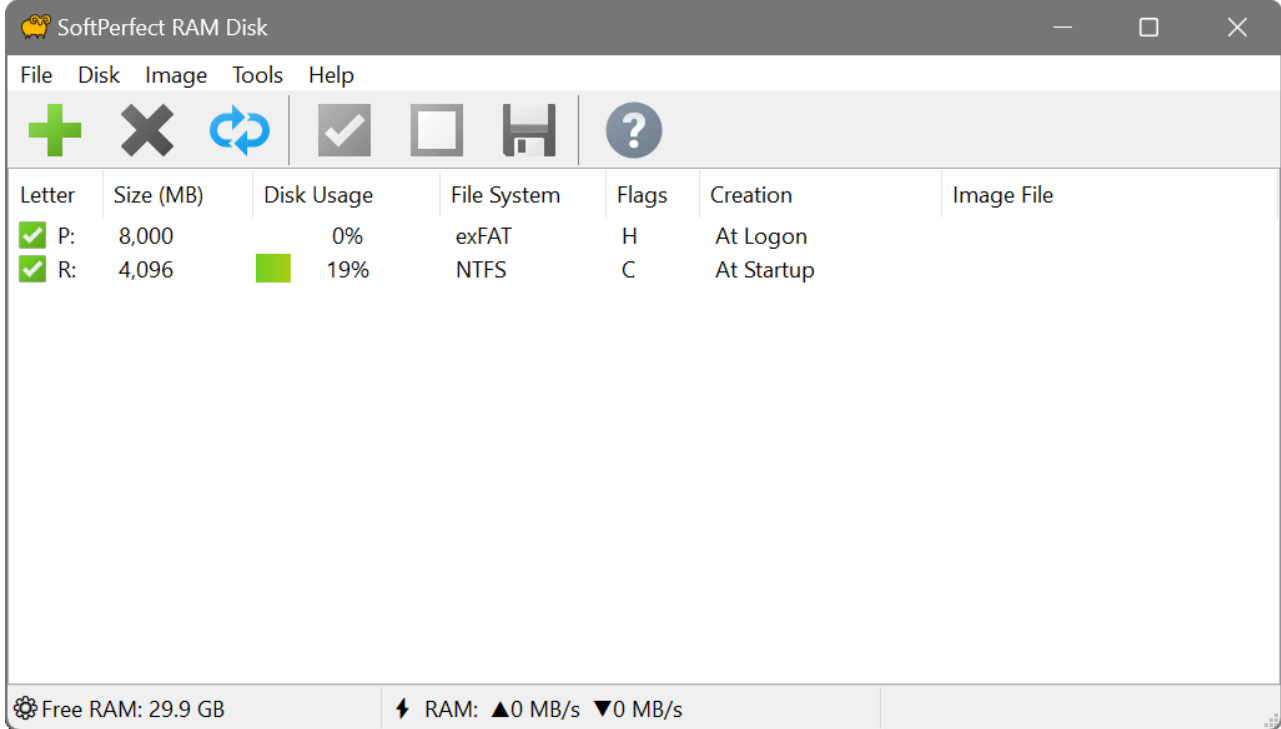 SoftPerfect RAM Disk screenshot