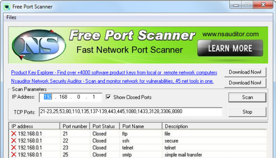 Free Port Scanner screenshot