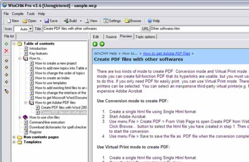 WinCHM screenshot