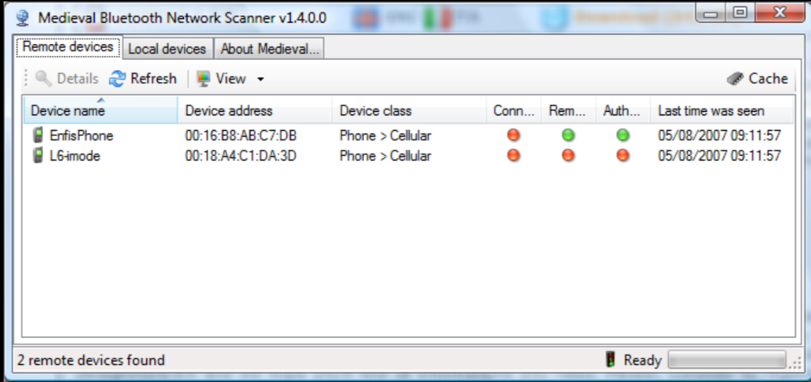 Medieval Bluetooth Network Scanner screenshot