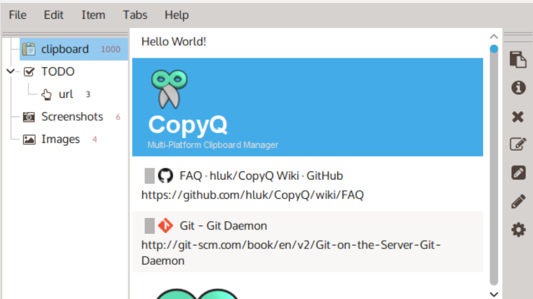 CopyQ screenshot