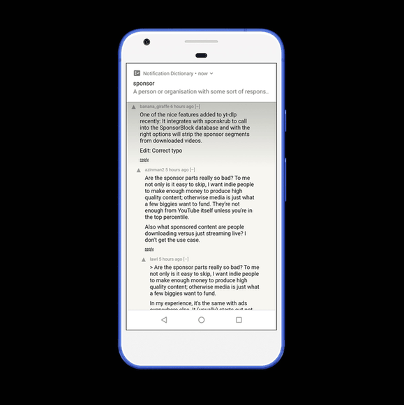 Notification Dictionary screenshot