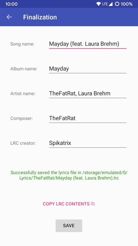 LRC Editor screenshot