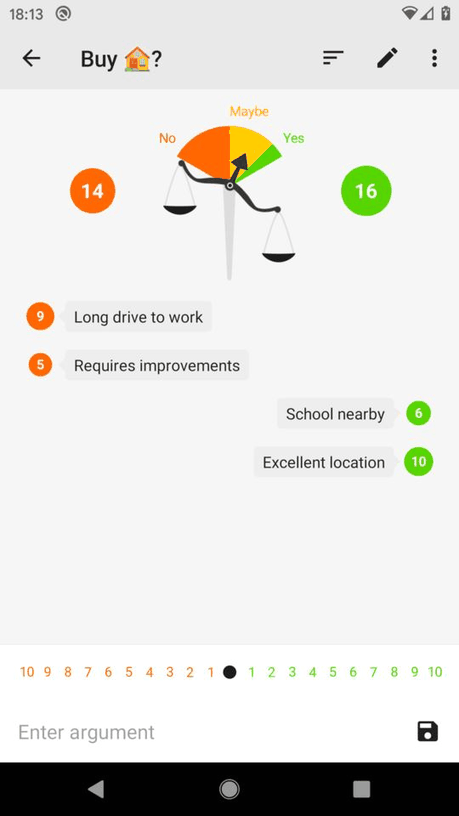 Decisions screenshot