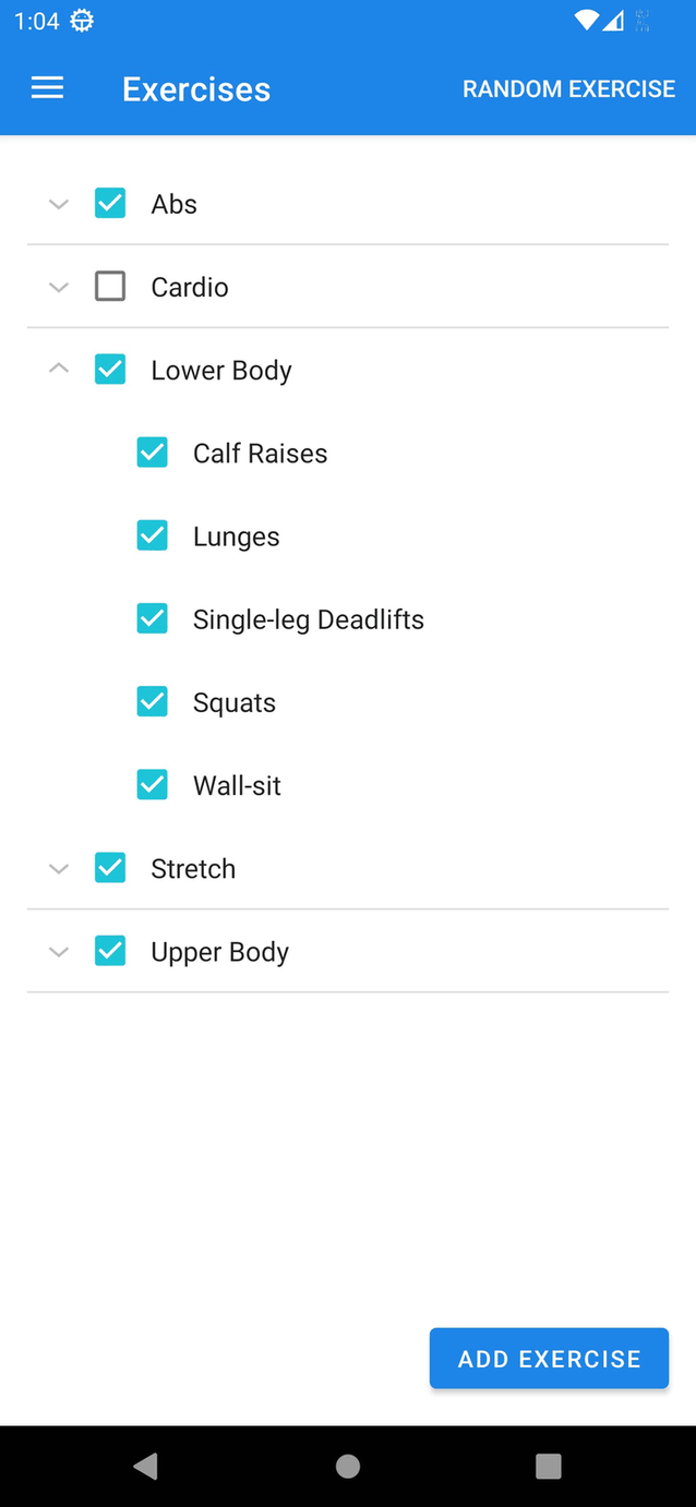 Exercise Reminders screenshot