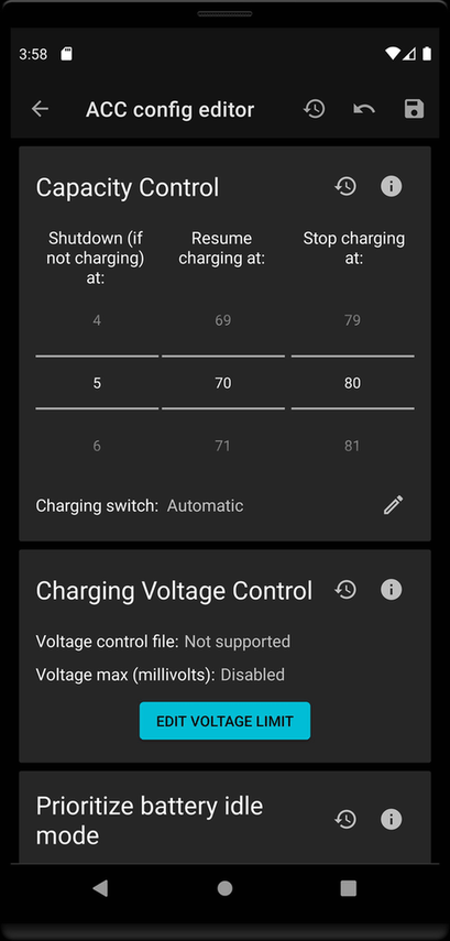 Advanced Charging Controller (ACCA) screenshot
