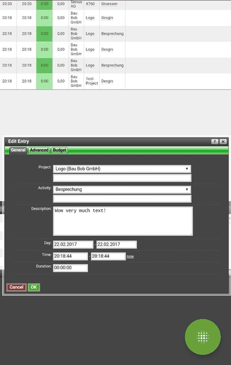 Kimai TimeTracker﻿ screenshot
