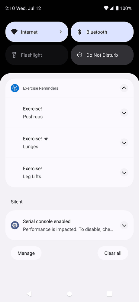 Exercise Reminders screenshot