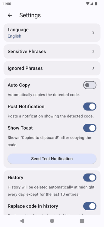 Copy SMS Code screenshot