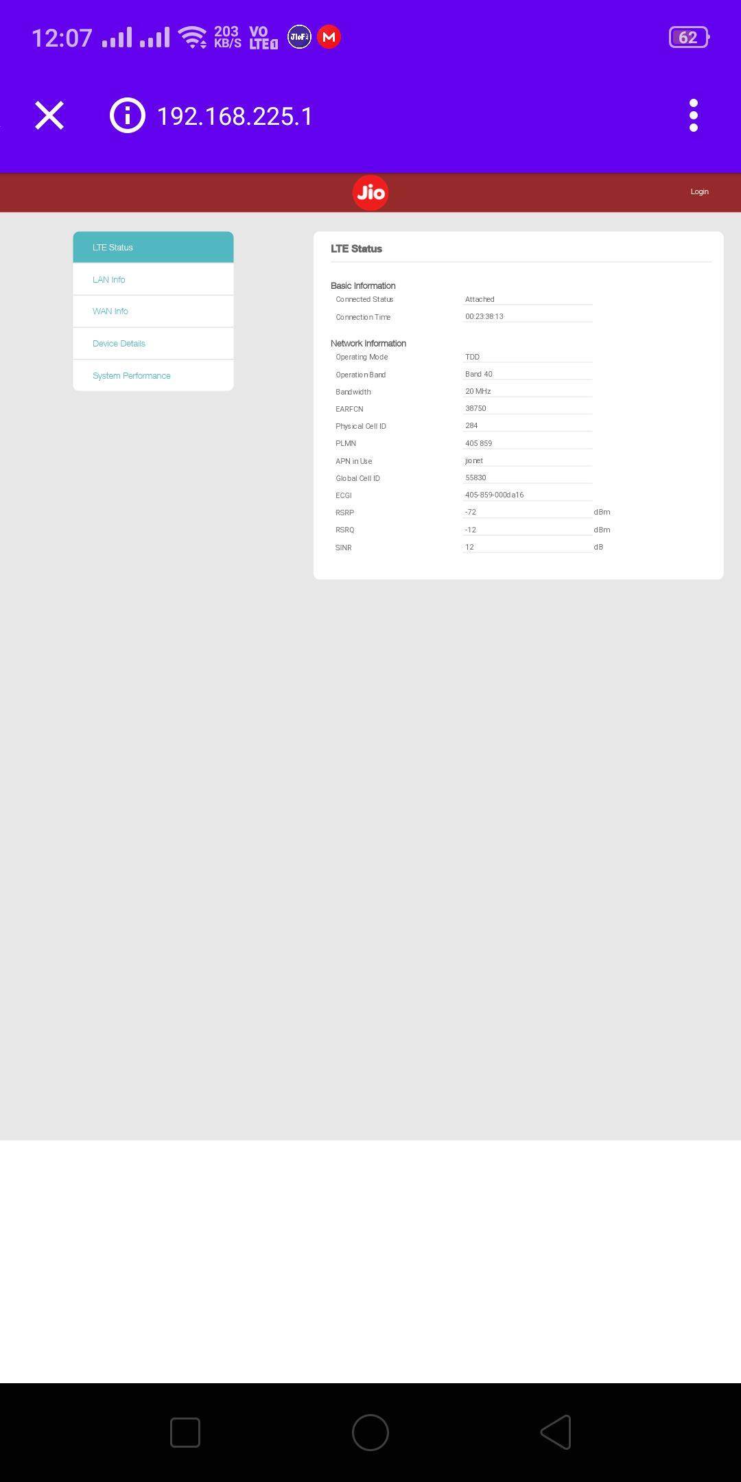 JioFi Battery Notifier screenshot