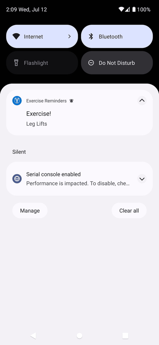 Exercise Reminders screenshot