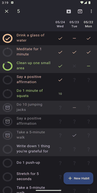 Table Habit screenshot