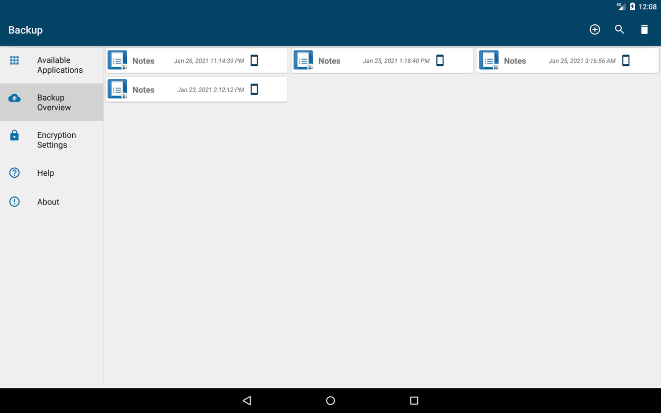 Backup (PFA) screenshot