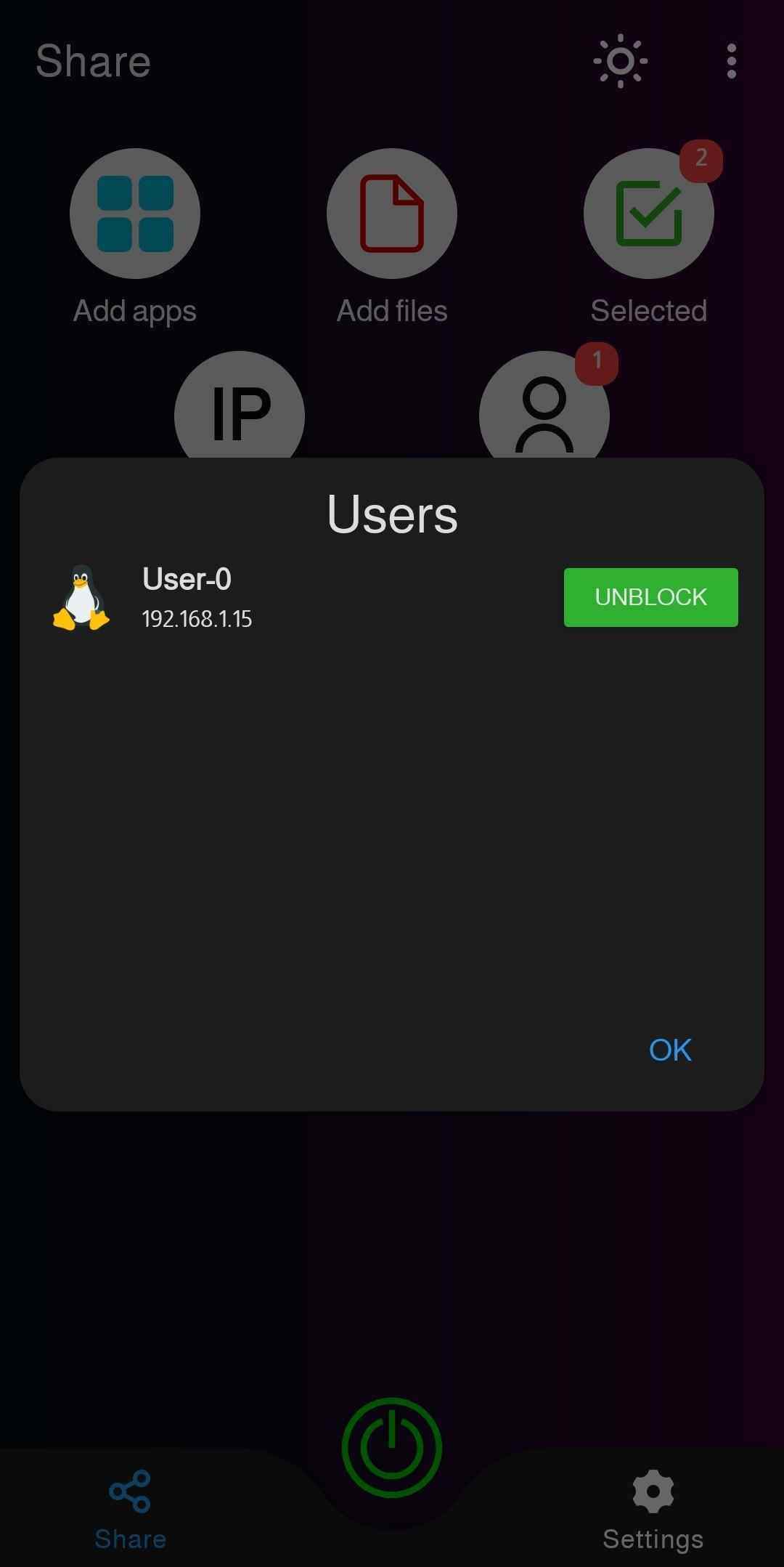 Sharing screenshot