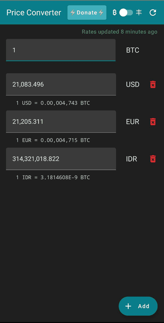 Minimalistic Price Converter screenshot