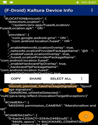 kDI Device Info system permission screenshot