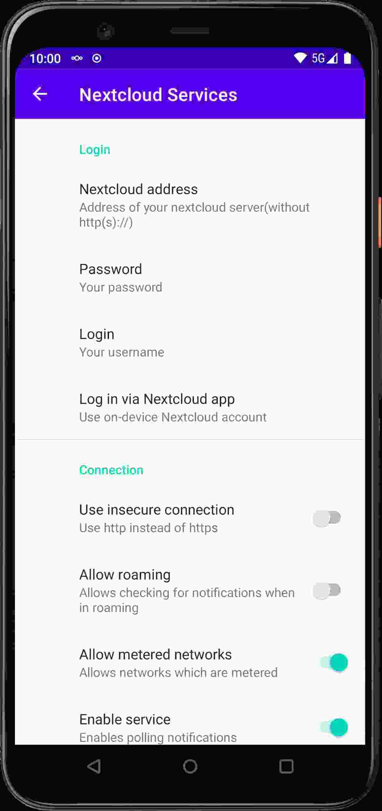 NextcloudServices screenshot
