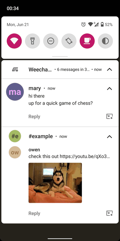 Weechat-Android screenshot