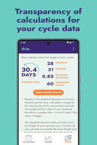 drip. menstrual cycle and fertility tracking screenshot