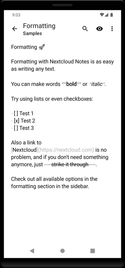 Nextcloud Notes screenshot