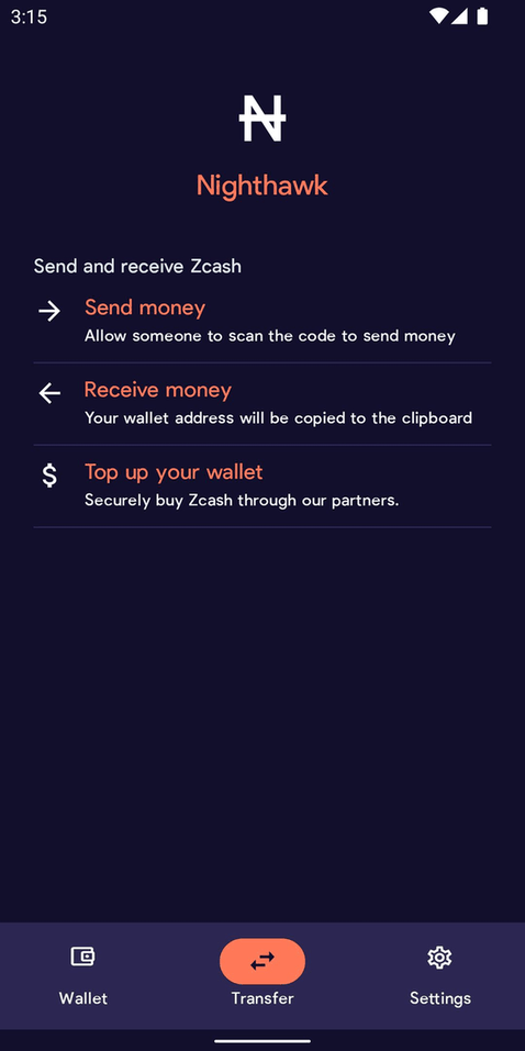 Nighthawk Wallet screenshot