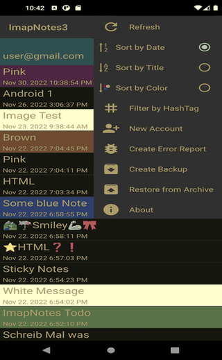 ImapNotes3 screenshot