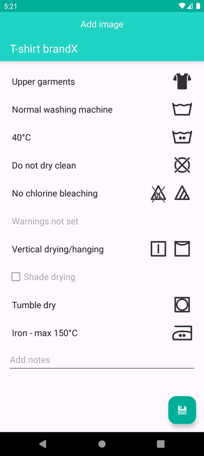 LaundryNotes screenshot