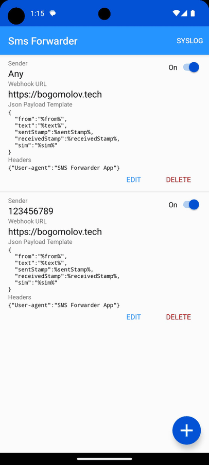 SMS to URL Forwarder screenshot