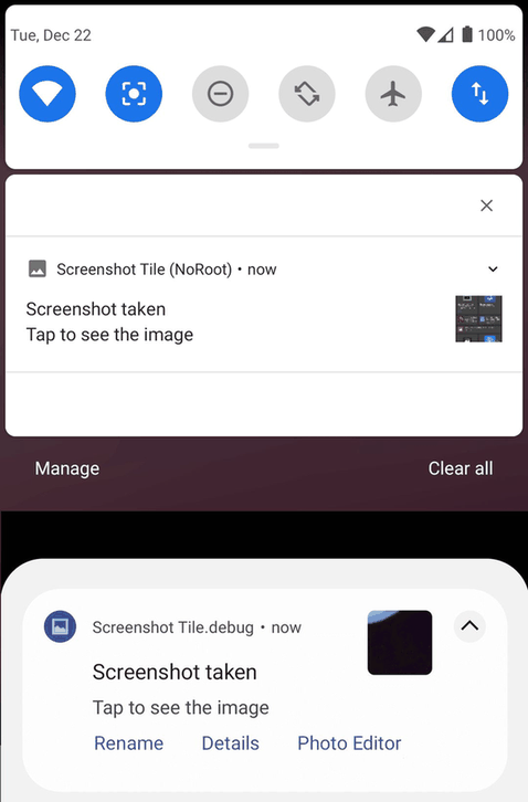 Screenshot Tile (NoRoot) screenshot
