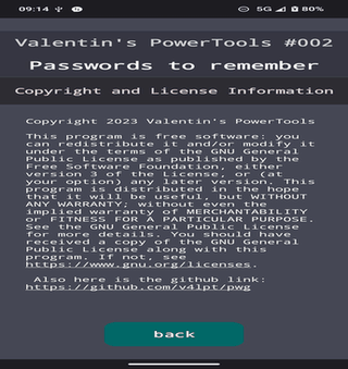 Passwords to remember screenshot