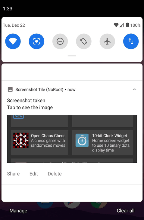 Screenshot Tile (NoRoot) screenshot